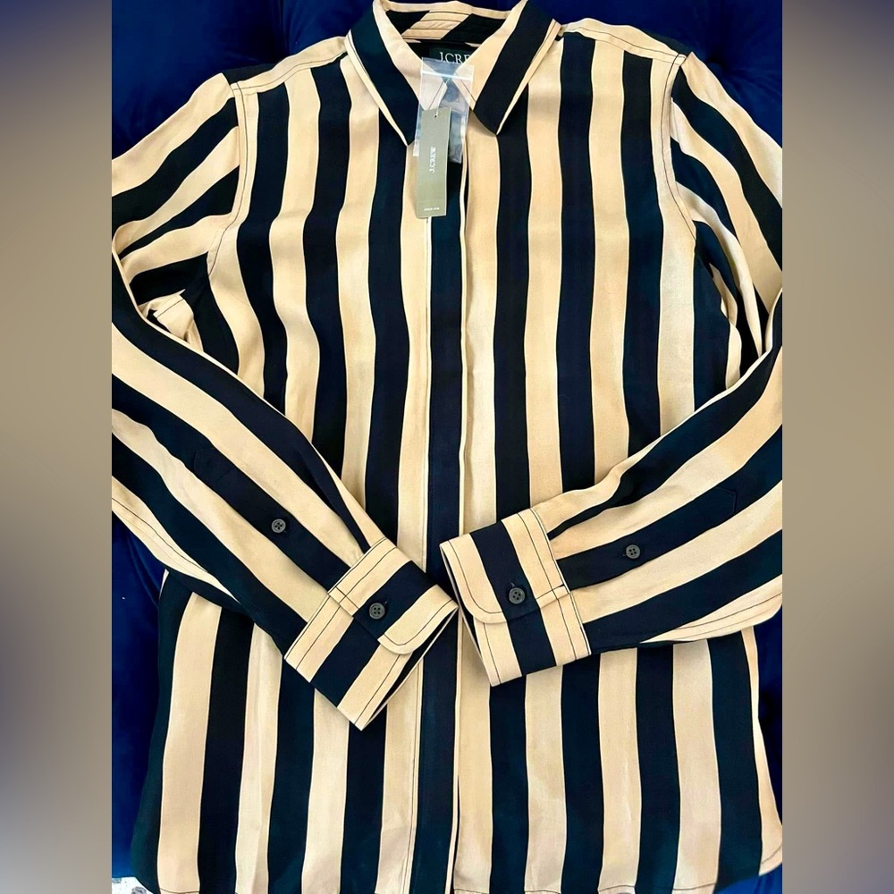 J. Crew Classic Fit Cupro Striped Top NWT